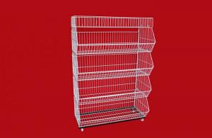 China Collapsible Metal Wire Storage Baskets , Mobile Tiered Wire Basket Display Shelf on sale
