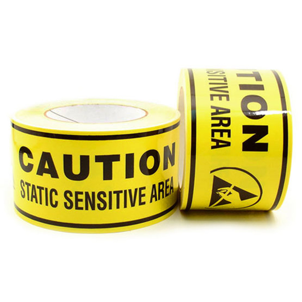Quality Caution Electronic Packing ESD Warning Tape  PVC Protection Acrylic Adhesive Tape for sale