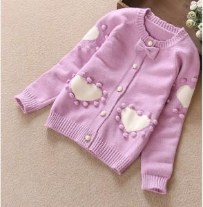 2016 Spring girl's cardigan wool sweater embroidery sweater with batterfly accessories