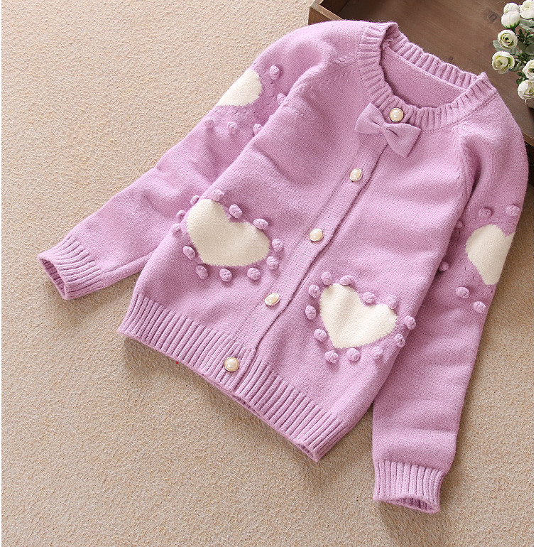 Quality 2016 Spring girl's cardigan wool sweater embroidery sweater with batterfly accessories for sale