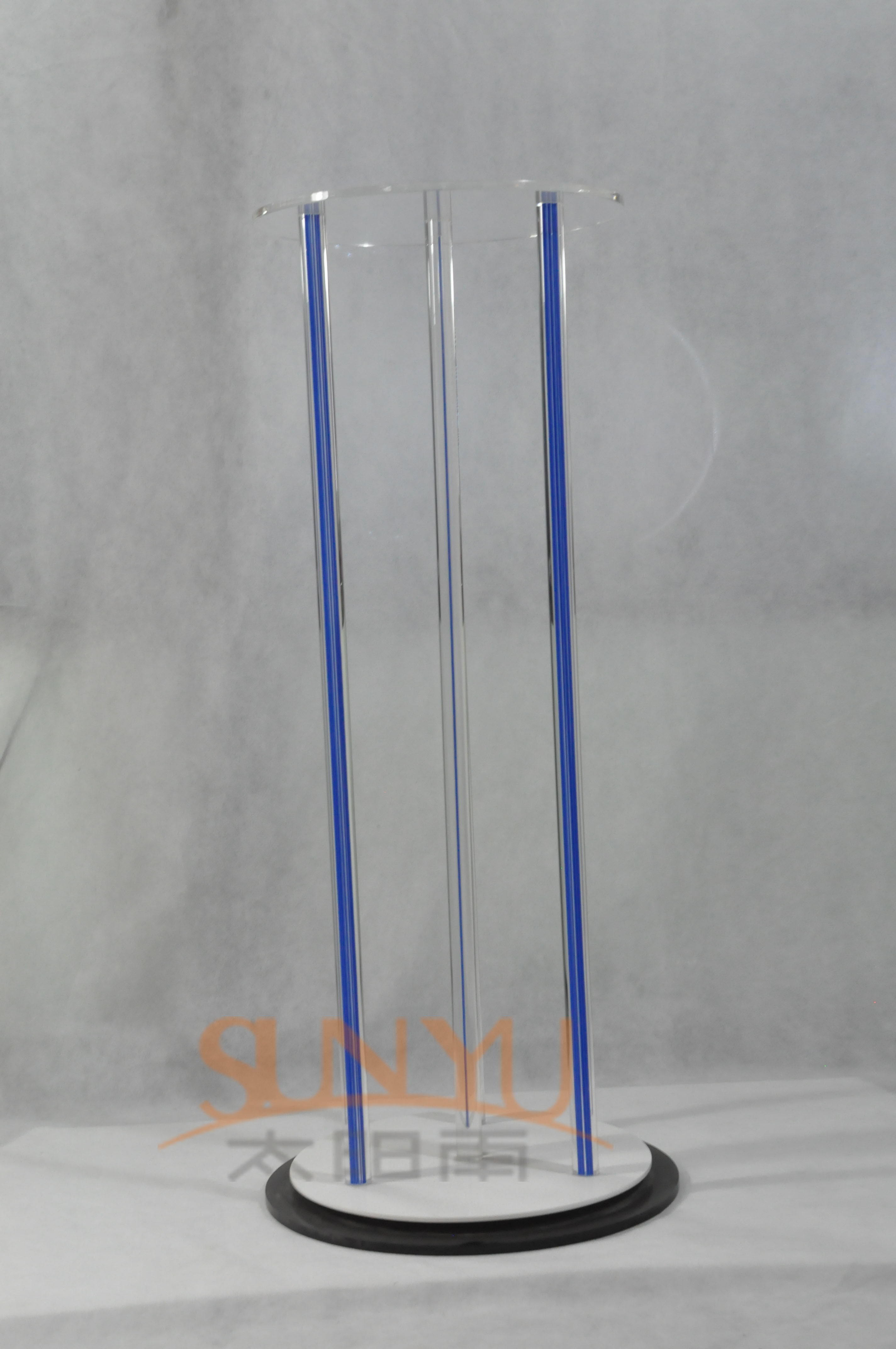  3 Blue Acrylic Cylinder Clear Retail POS Displays With Original Design Manufactures