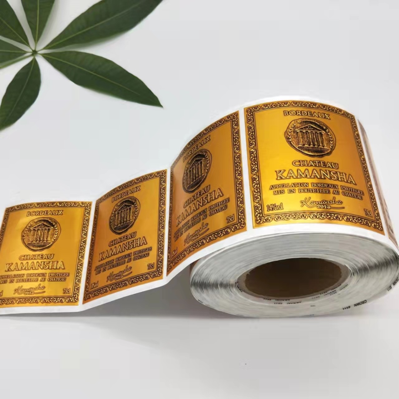 Gold Foil Stamped Stickers Printed Labels Rectangle Logo Roll Food Wine Bottle Labels Wedding