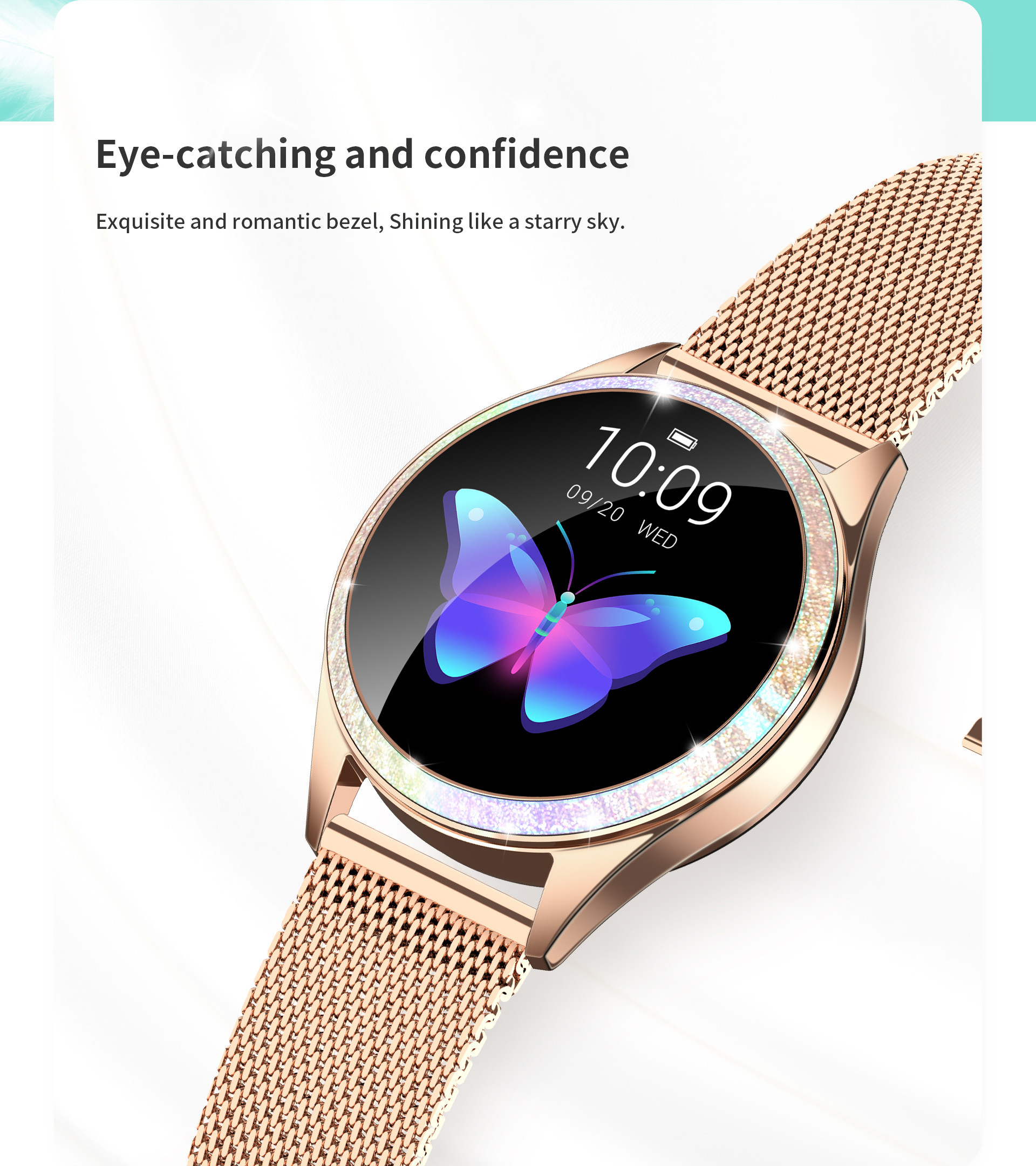 Round Lady Style NRF 52832 Heart Rate Monitor Smartwatch