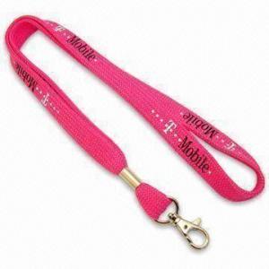 Lanyard with Nickel-plated Snap Hook, Made of Polyester, Measures 1.5 x 90cm, Comes in Pink Manufactures