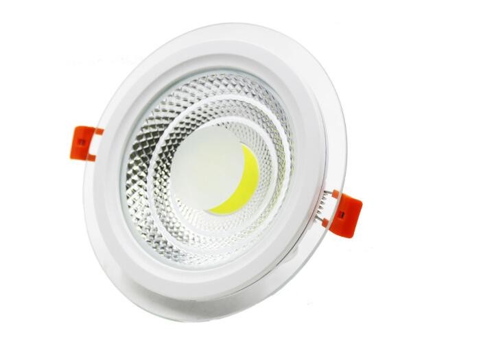  10W Cob Dimmable LED Panel Light , Recessed Glass Round LED Panel Downlight Manufactures