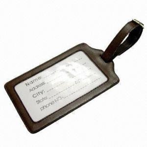  Synthetic Leather Luggage Tag Holder with Small Belt and PVC Window Manufactures