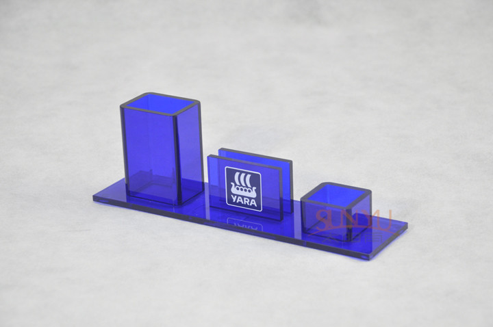  Table Top Brochure Stands Custom Blue Plastic Office Supplies Pen Holder Transparent Manufactures