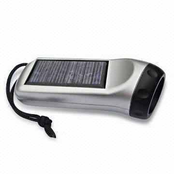  Solar-powered Torch/Flashlight with Three 8,000mcd White LEDs Manufactures