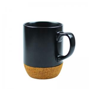 China White Black Custom Cork Base Ceramic Mug BSCI FSC 3.3in Dia With Slide Lid on sale