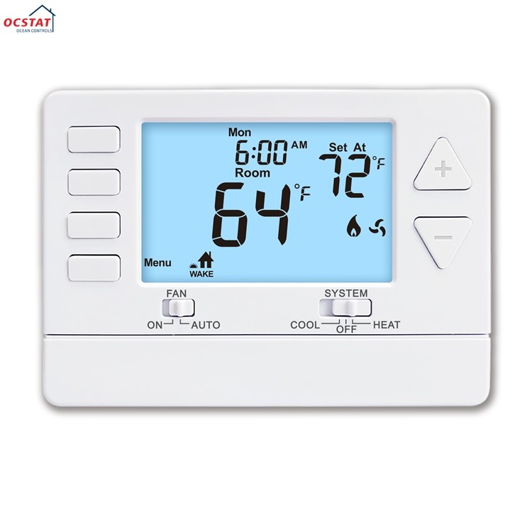 China 24V LCD Digital 1 Heat 1 Cool Wired Room Thermostat for Air Conditioner OEM on sale
