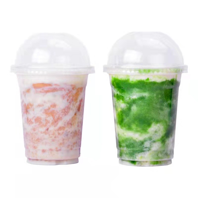 China PET Smoothie Plastic Cups Dome Lids 500ml 16 Oz Disposable on sale