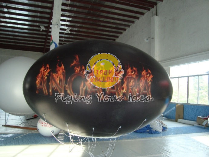  Waterproof and Fireproof Black 0.18mm PVC Oval Balloon with Total Digital Printing Manufactures