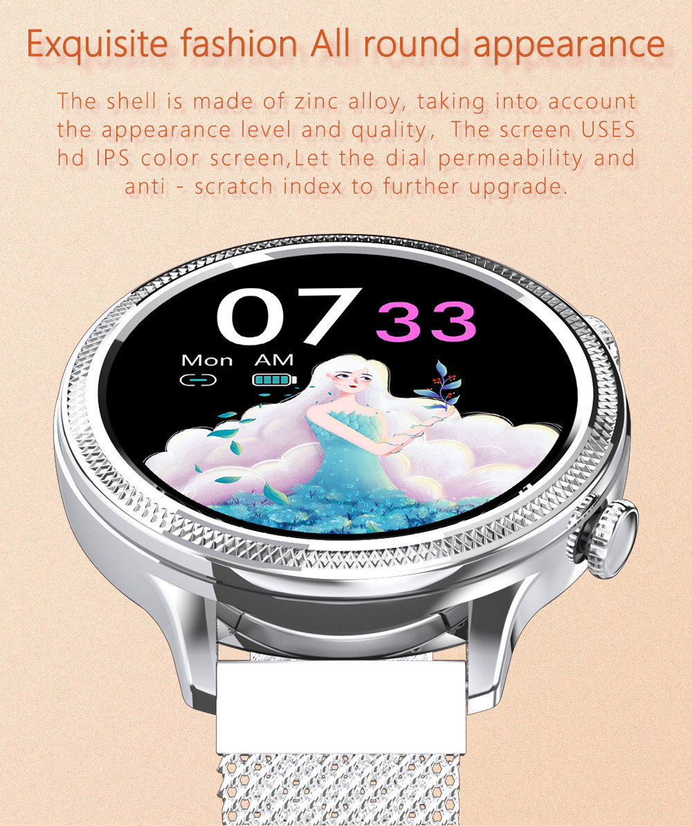 Metal Shell Waterproof 4.2V Ladies Bluetooth Smart Watch