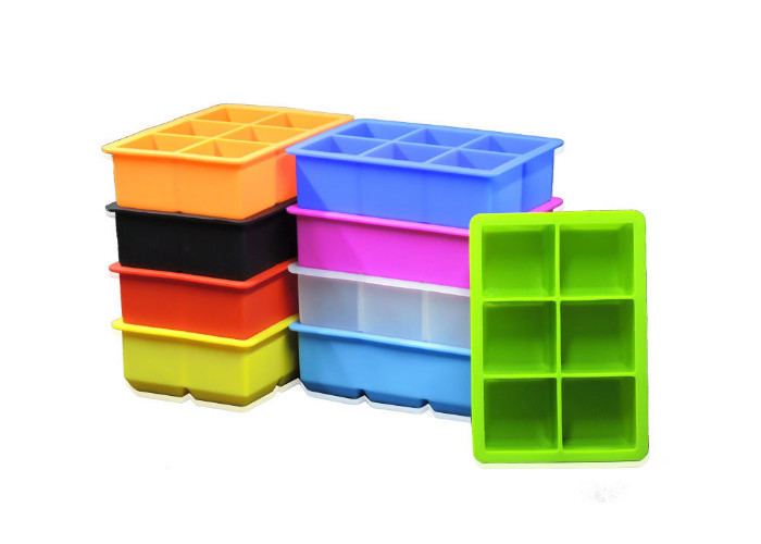 Quality Six Cavities Silicone Ice Cube Trays , Heat - Resistance , Food Safety , For Home , Restaurant , Canteen Use for sale