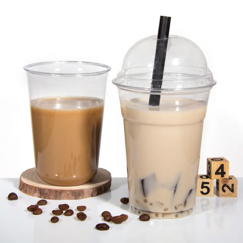 PET PLA Clear Plastic Cup With Lids Custom Logo 100% Biodegradable 32oz for sale