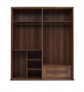  Wood Panel Custom In-wall Cloth Wardrobe cabinet with adjustable shelves and trousers rack storage inner drawers in lock Manufactures
