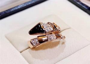  Handmade 18K Gold Diamond Jewelry Bulgari / Bulgari Snake Ring With Black Onyx Manufactures
