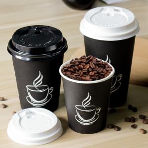 China 2.5oz Custom Printed Black Disposable Coffee Cups 8oz Coffee Single Wall Cups on sale