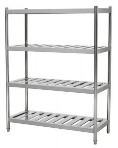 China 4 Tiers Stainless Steel Heavy Duty Storage Racks , Kitchen Food Storage Shelving Units on sale