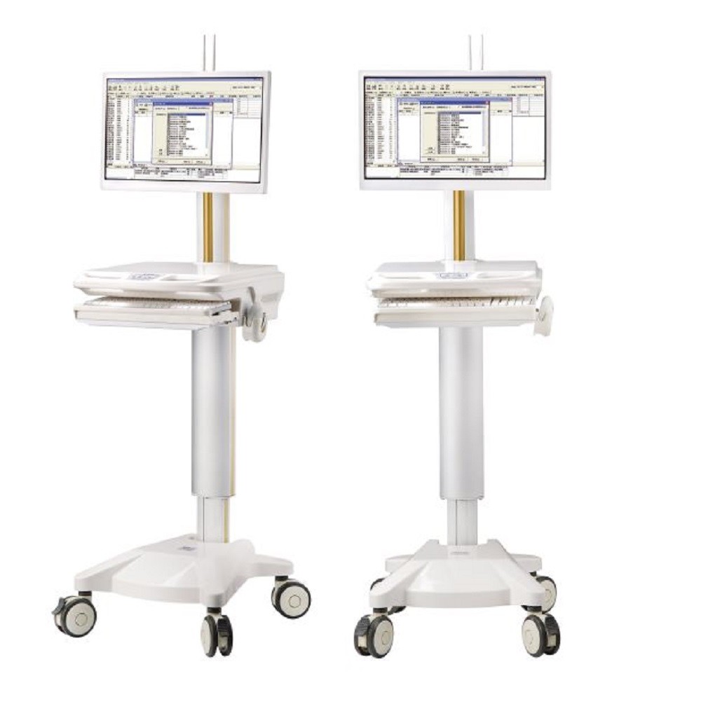 China Integrated Computer Trolley Hospital Use Height Adjuatable Movable With Four Castors on sale