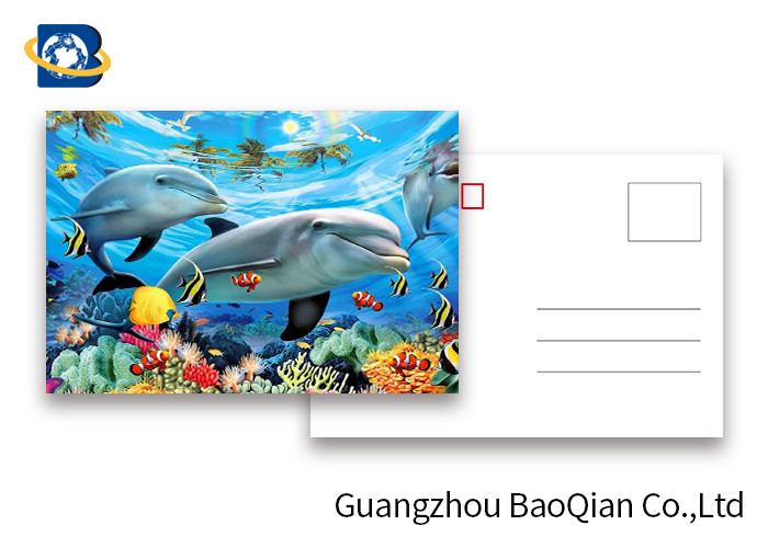 Durable Dolphin 3D Lenticular Postcards CMYK UV Offset Printing Cartoon Design Manufactures