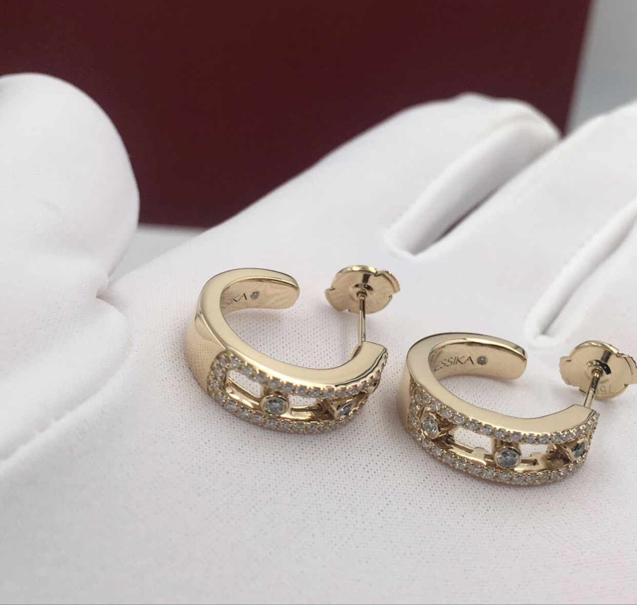 Full Diamond Elegant stylish 18K Gold Diamond Earrings Yellow Gold Manufactures