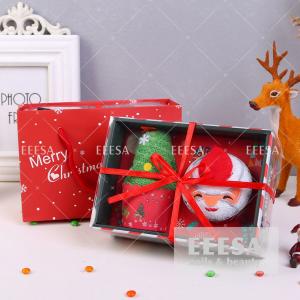  Luxury Paper Box Santa Claus Xmas Tree Merry Christmas Bath Face Hand Washrag Towel Gift Set Manufactures