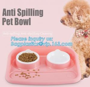  Double stainless steel dog bowl pet cat feeder water food dog bowl, No-Spill and Non-Skid Stainless Steel Pet Bowls Dog Manufactures