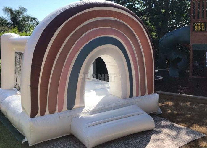  Adults Kids PVC Inflatable White Wedding Bouncy Castle Rainbow Bounce House Manufactures