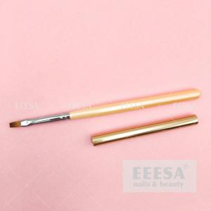  Custom Logo Wooden Handle Size #4 Orange Pink Square Flat Gel Brush With Lid Manufactures