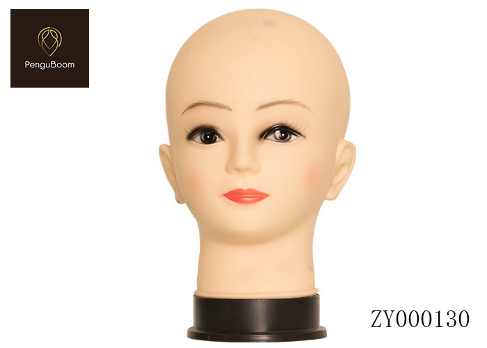 Quality Soft Rubber Standing Bald Mannequin Head With Shoulders Eyelash for sale