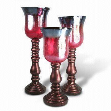 China S/3 Spray Antique Glass Candle Holders, Various Sizes are Available on sale