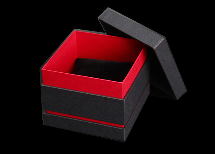  Black & Red Paper Watch Box Cardboard Covered Gift Packaging Custom Logo Manufactures