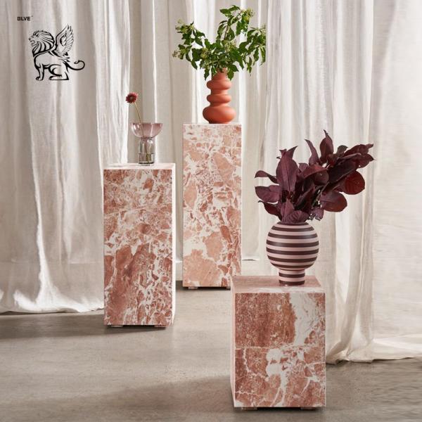 Quality Solid Natural Stone Display Stand Marble Side Table Pink Color Living Room Luxury Furniture European Style for sale
