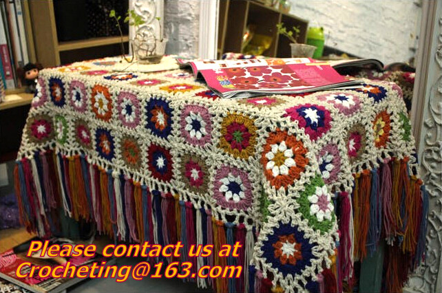 China Handmade Crochet Yarn Baby Sheet Blankets Granny Square Afghan Coverlet Table Clothes on sale