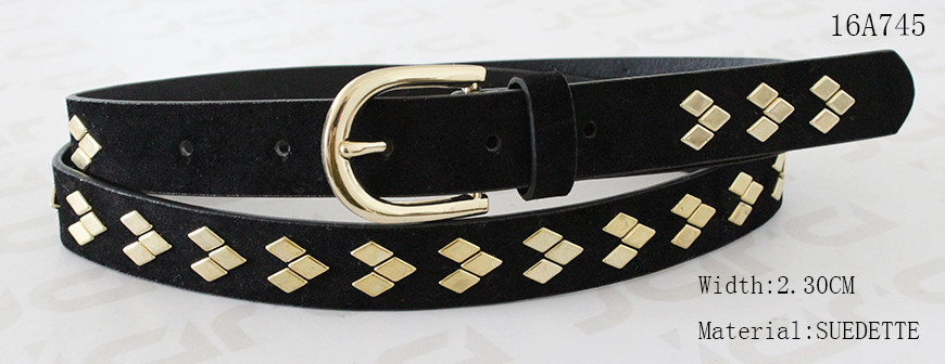  Fake Suede Ladies Fashion Belts Ln Gold Color Of Rhombus Shape Metal & Buckle Manufactures