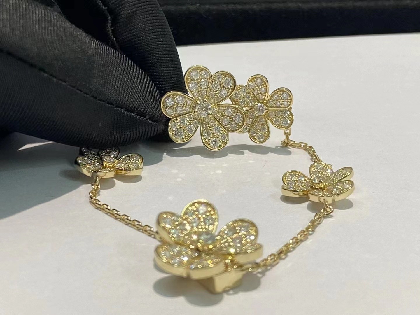 Buy cheap luxury gold jewelry Van Cleef & Arpels Frivole Bracelet 5 Flowers 18K Gold from wholesalers
