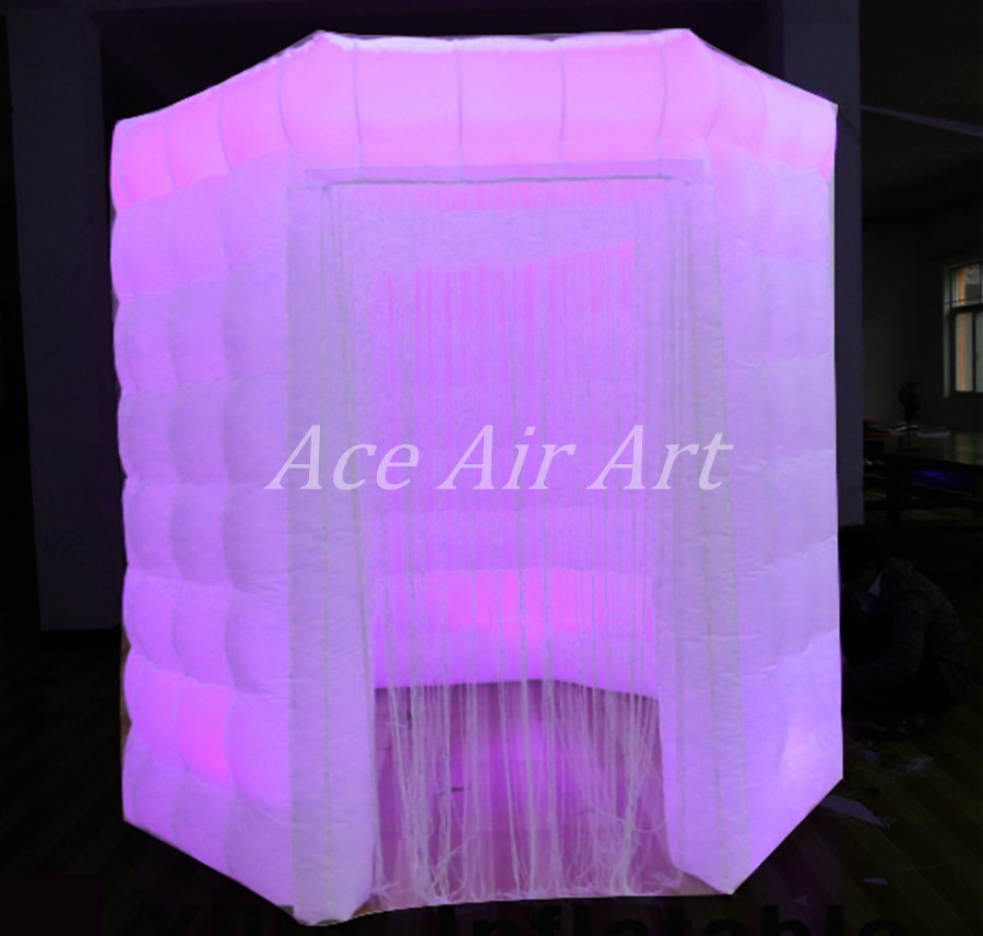 Buy cheap white oxford octagon inflatable photobooth with 1 door enclosure with led lights from wholesalers