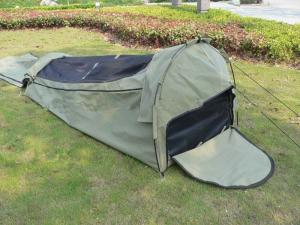  Canvas Famliy 2 Man Swag Tent , YKK Zipper Swag Bag Tent With Aluminum Pole Manufactures