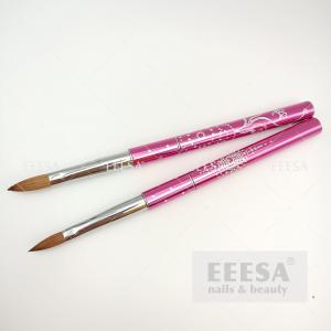  Custom bling line dot heart decoration crimped kolinsky pink acrylic nail brush Manufactures