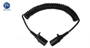 China Trailer Spring Coiled Electrical Cable With 7 Pin Power Signal Plug For 2 Channel on sale