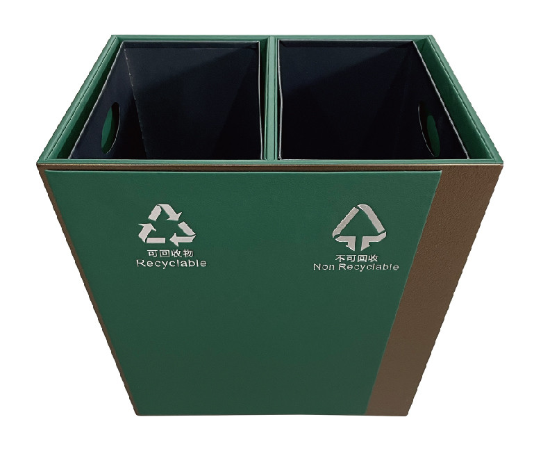 China Hotel Waste Bins Double Layer Trash Can PU Leather Cover on sale