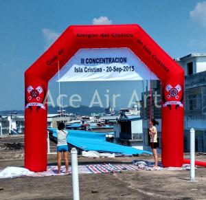  cheap free standing  4.5mW X4.5m H  custom red  inflatable bow for spain come with air blower Manufactures