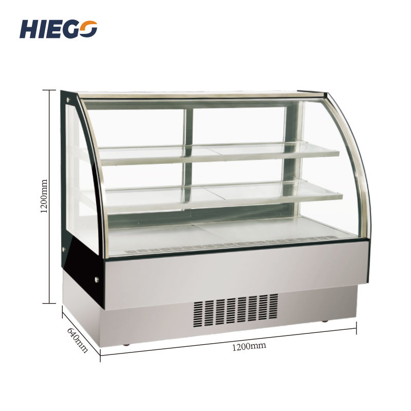 Quality Confectionery Curved Cake Showcase Chiller Commercial Cake Display Cabinet For Supermarket for sale