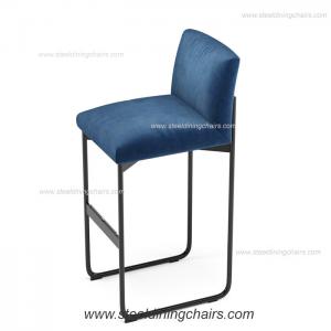 China Floor Mounted Fixed Down European Navy Blue Upholstered Bar Stools on sale