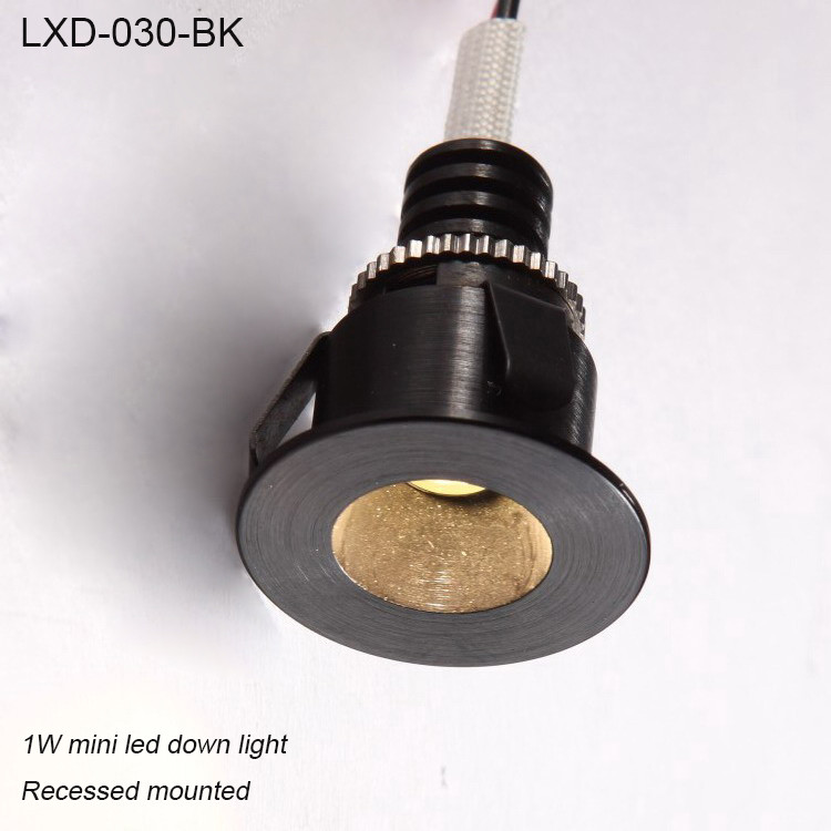  1W mini recessed black interior LED spot light for showcase Manufactures