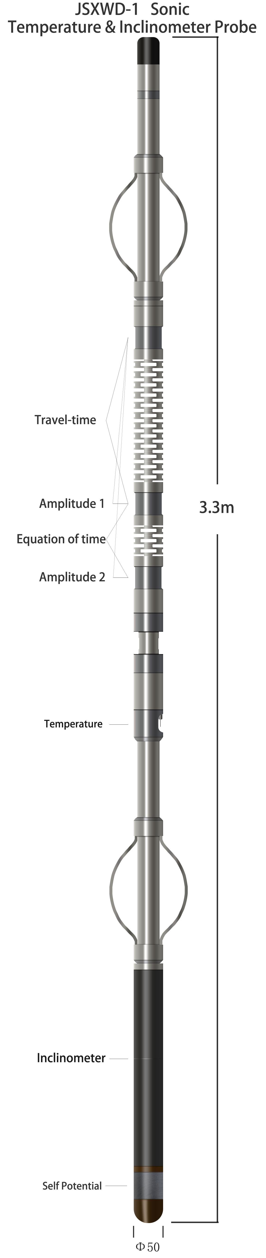  125-555μS/M Sonic Temperture Inclinometer Probe With Pt100 Sensor Manufactures