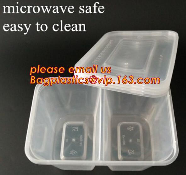 Quality Disposable Plastic 4 Compartment Food Thermal Lunch Container Box,Plastic Takeaway Food Box with conjoined cover bagease for sale