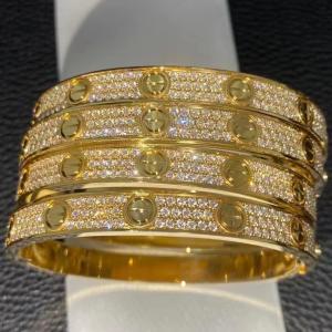 Full Diamond Love Bangle Classic Jewelry Love Bracelet Full Diamond-paved in 18K Pink Gold Manufactures