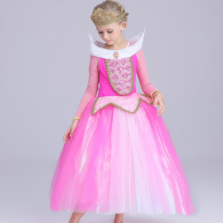 China Princess Dress Children Dresses Summer Dress Elsa Dress 2016 Costume Party Princess Princess Aurora Pink on sale